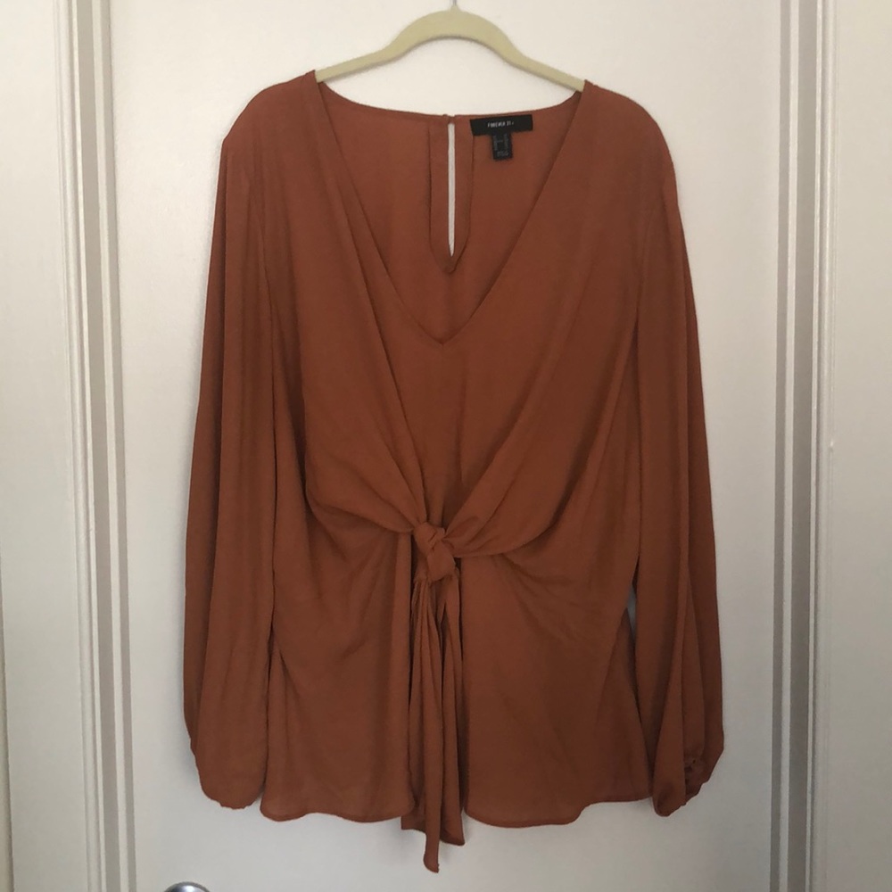 Forever 21+ Brown Long-sleeve Flowing Top